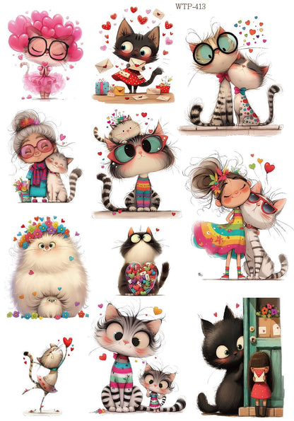 Wet Transfers A4- Kooky Kitties