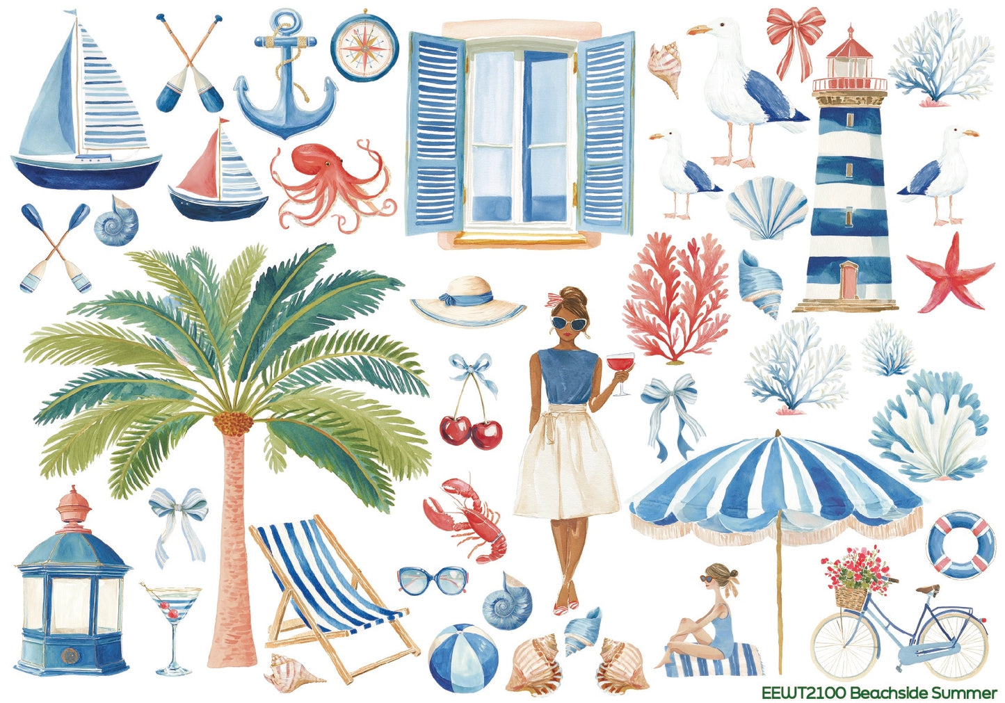 Wet Transfer, Decals for Crafts- Beachside Summer