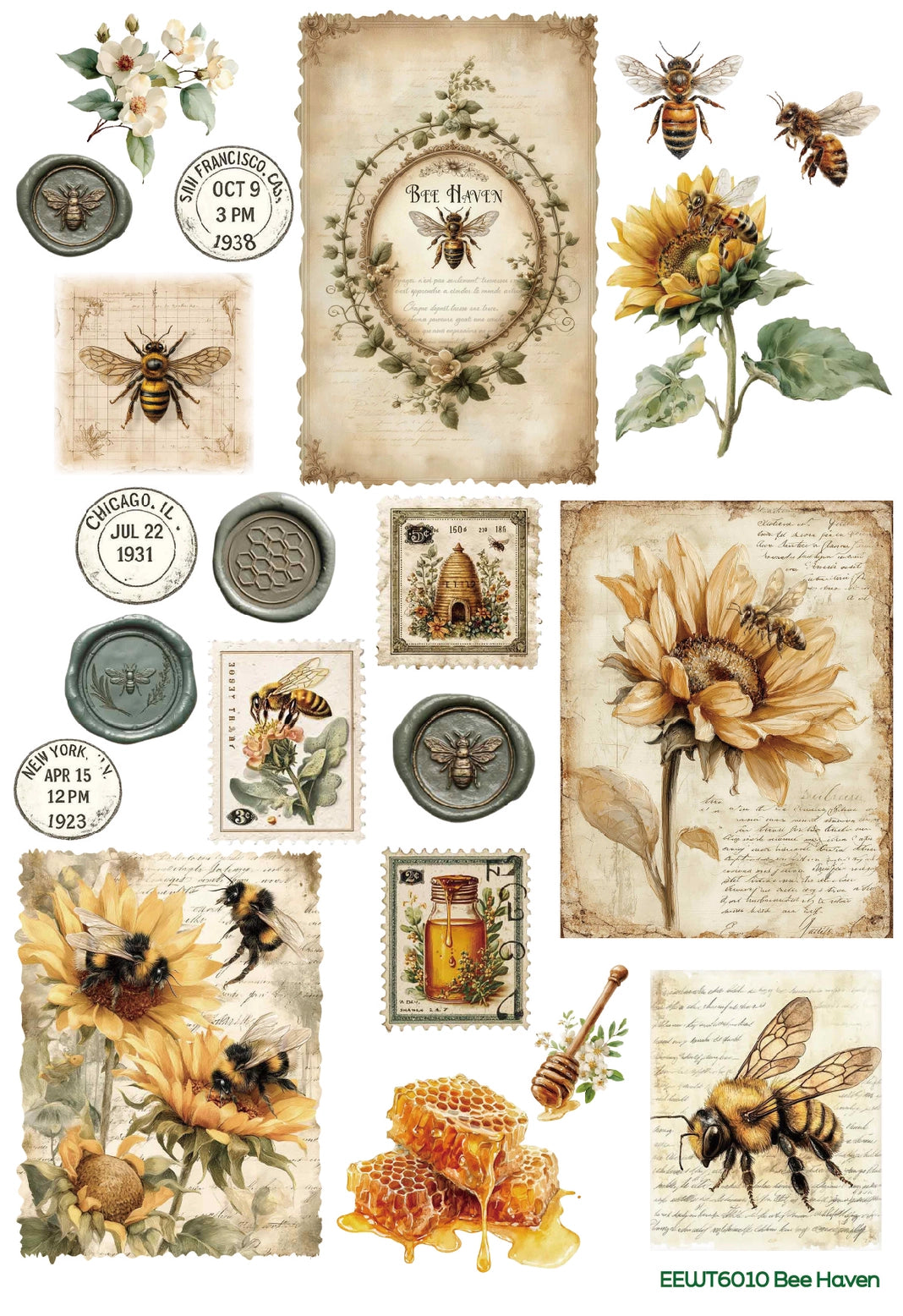 Wet Transfer, Decals for Crafts- Bee Haven