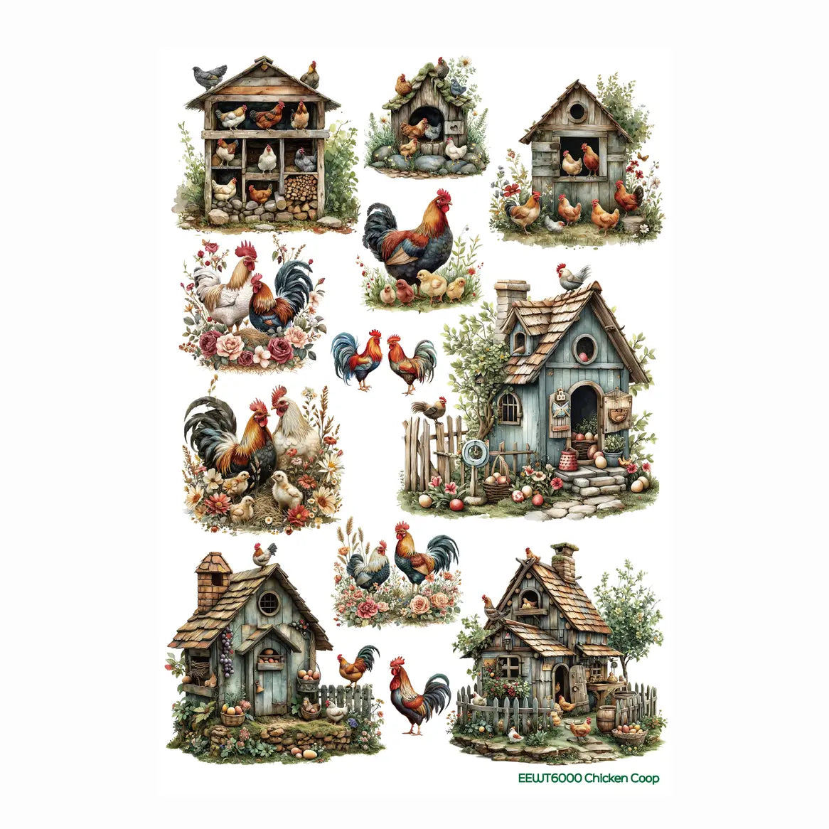 Wet Transfer, Decals for Crafts- Chicken Coop