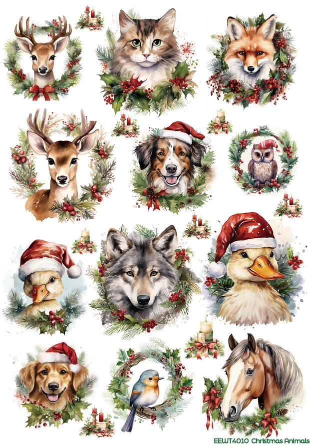 Wet Transfer, Decals for Crafts- Christmas Animals