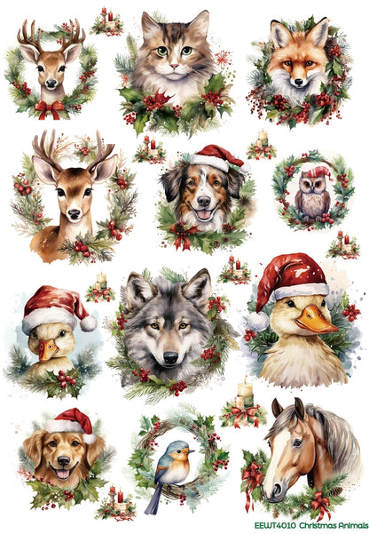 Wet Transfer, Decals for Crafts- Christmas Animals