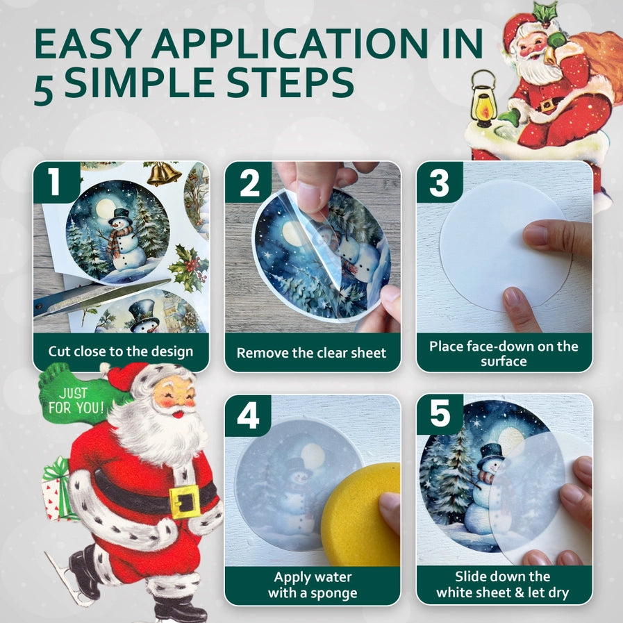 Wet Transfer, Decals for Crafts- Christmas Highland