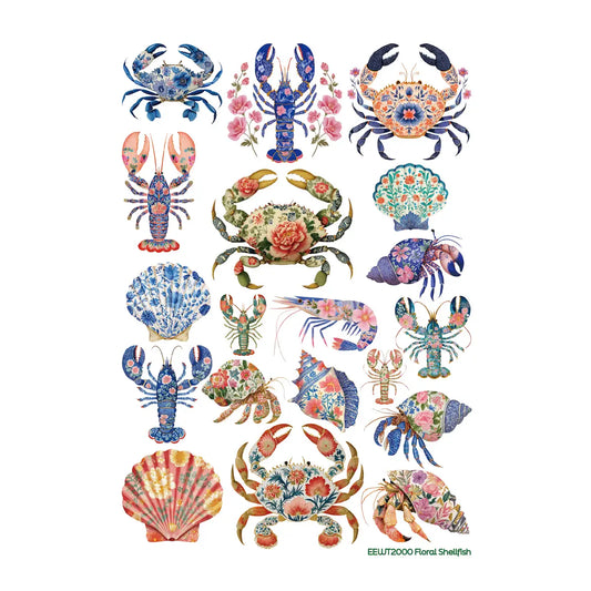 Wet Transfer, Decals for Crafts- Floral Shellfish