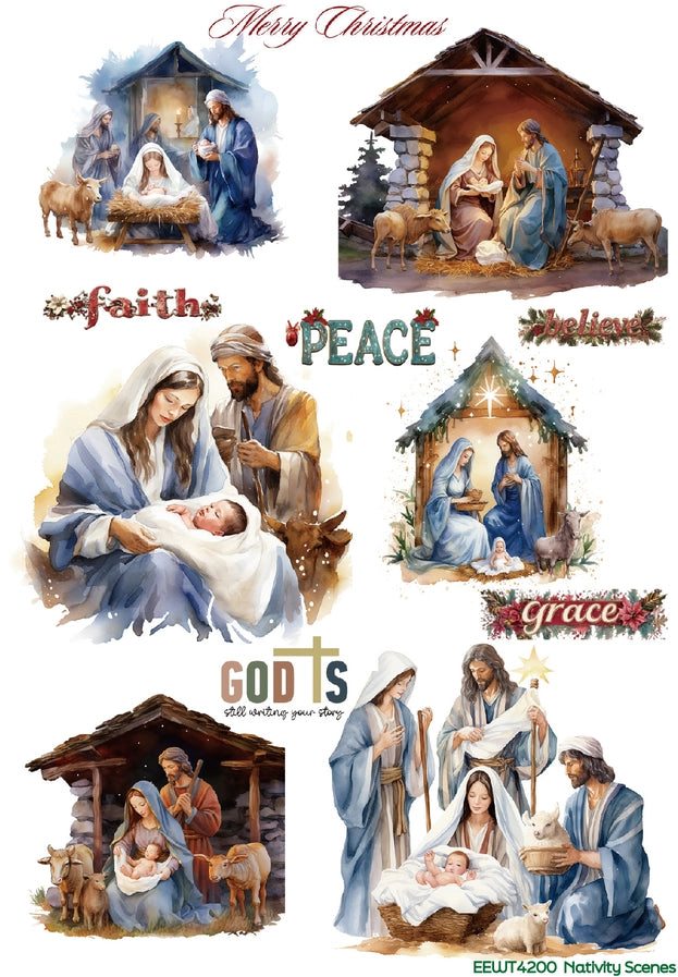 Wet Transfer, Decals for Crafts- Nativity Scenes
