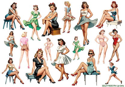 Wet Transfer, Decals for Crafts- Pinup Girls