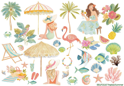 Wet Transfer, Decals for Crafts- Tropical Summer