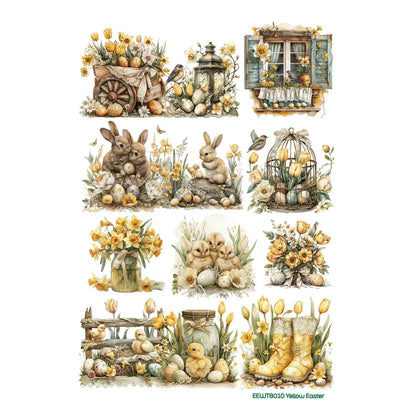 Wet Transfer, Decals for Crafts- Yellow Easter