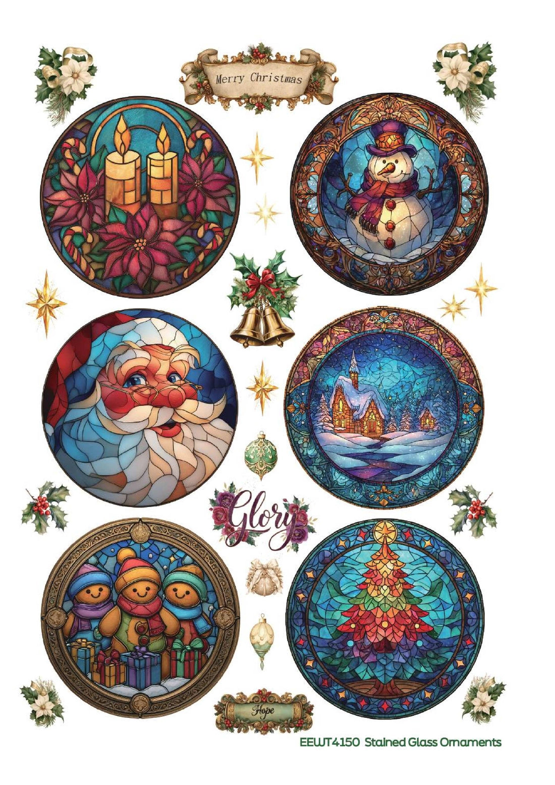 Wet Transfer, Decals for Crafts - Stained Glass Ornaments