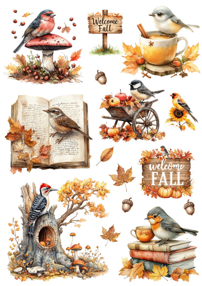 Wet Transfers A4- Autumn Birds