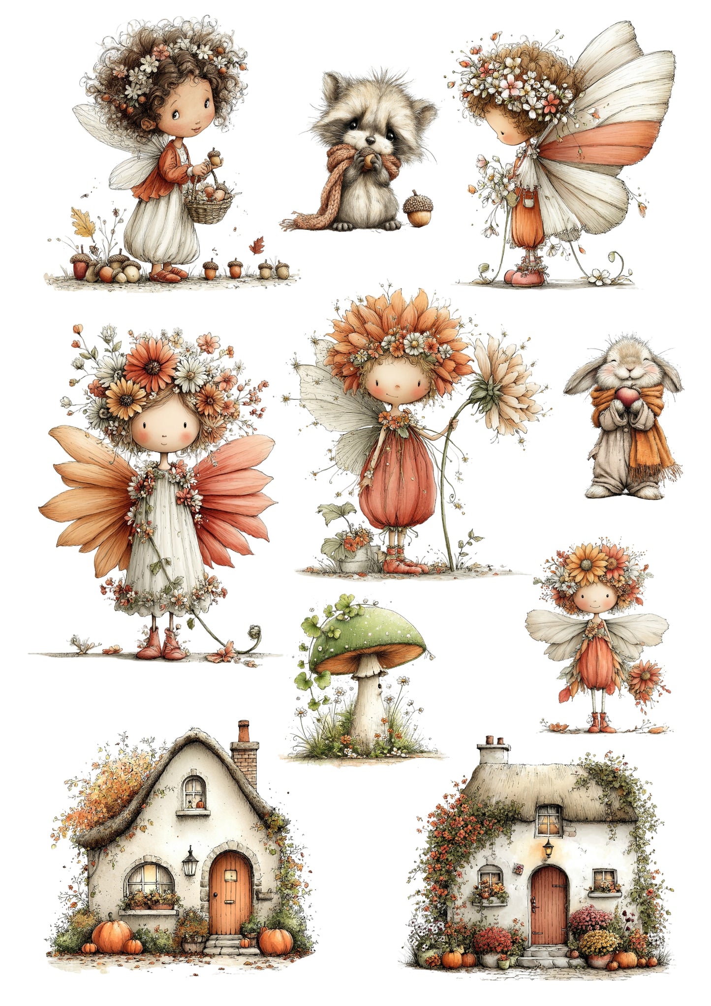 Wet Transfers A4- Autumn Fairies