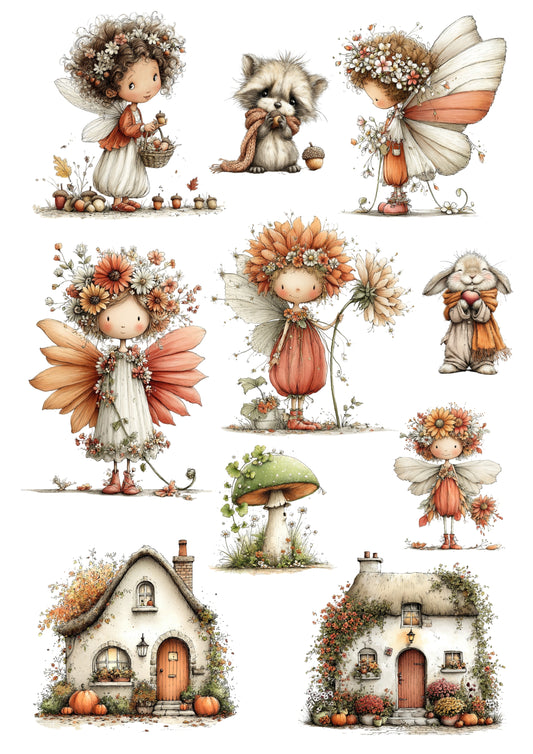 Wet Transfers A4- Autumn Fairies