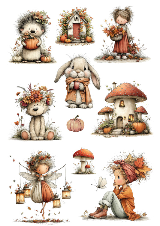 Wet Transfers A4- Autumn Friends