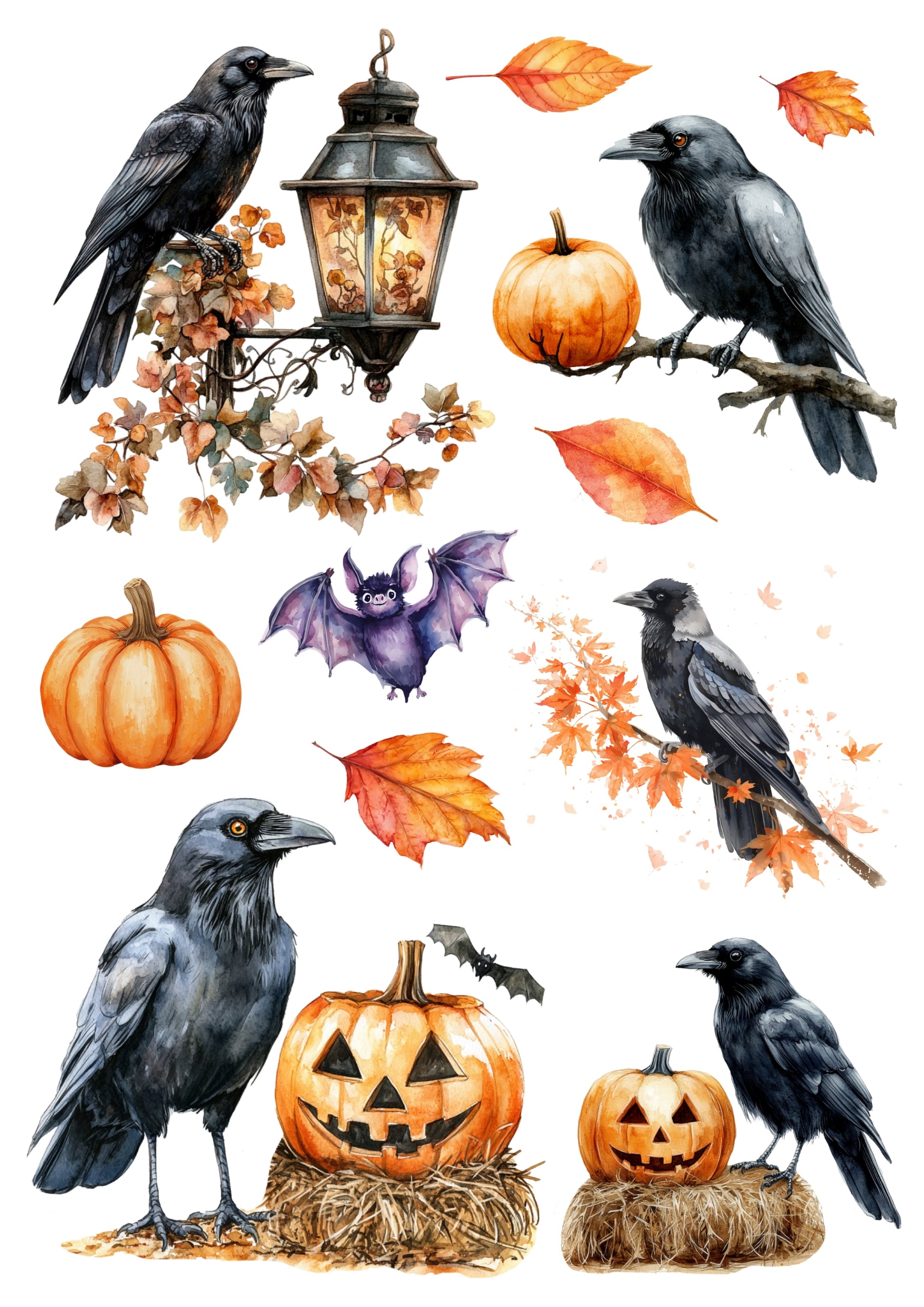 Wet Transfers A4- Autumn Ravens