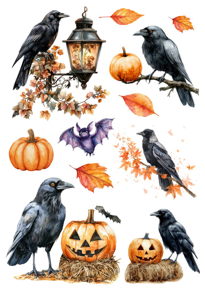 Wet Transfers A4- Autumn Ravens
