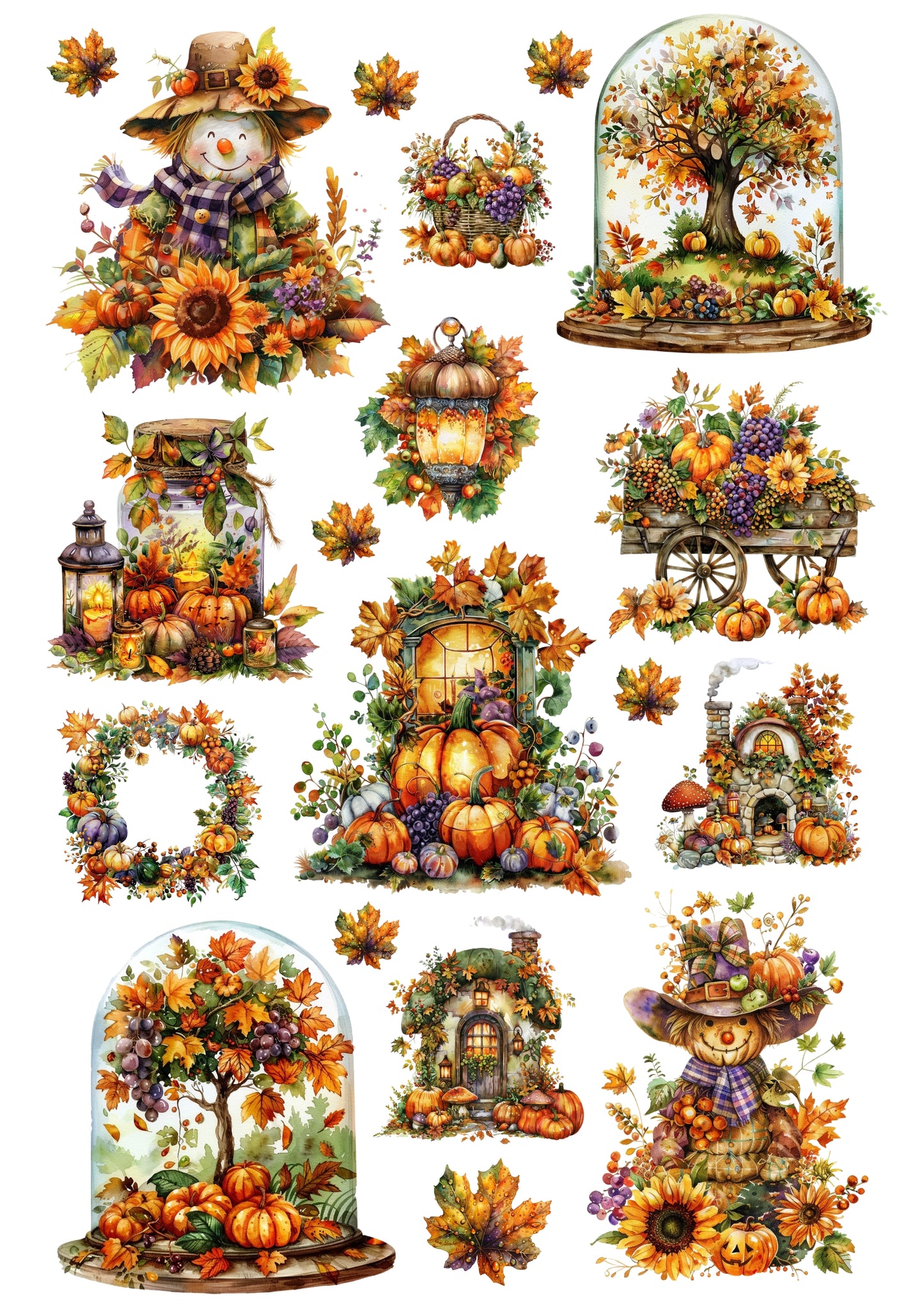 Wet Transfers A4- Autumn Scarecrows