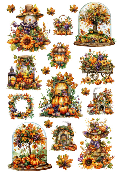 Wet Transfers A4- Autumn Scarecrows