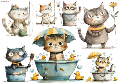 Wet Transfers A4- Bathing Kitties