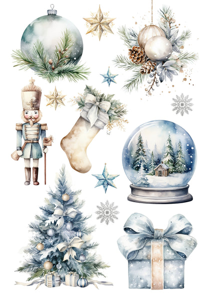 Wet Transfers A4- Blue Christmas