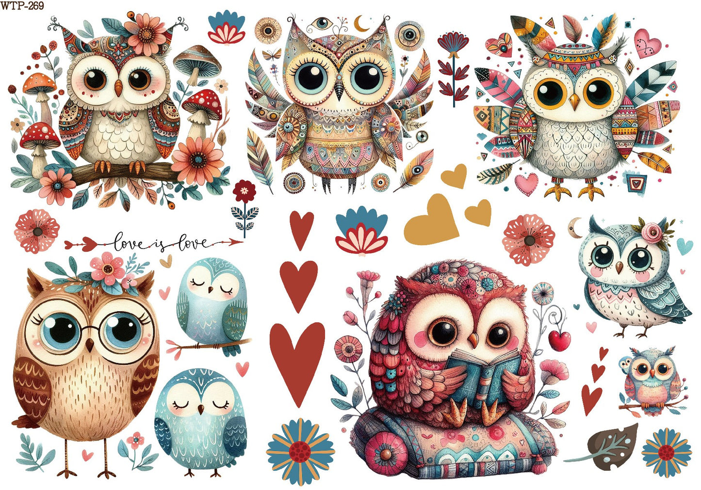 Wet Transfers A4- Boho Hooters