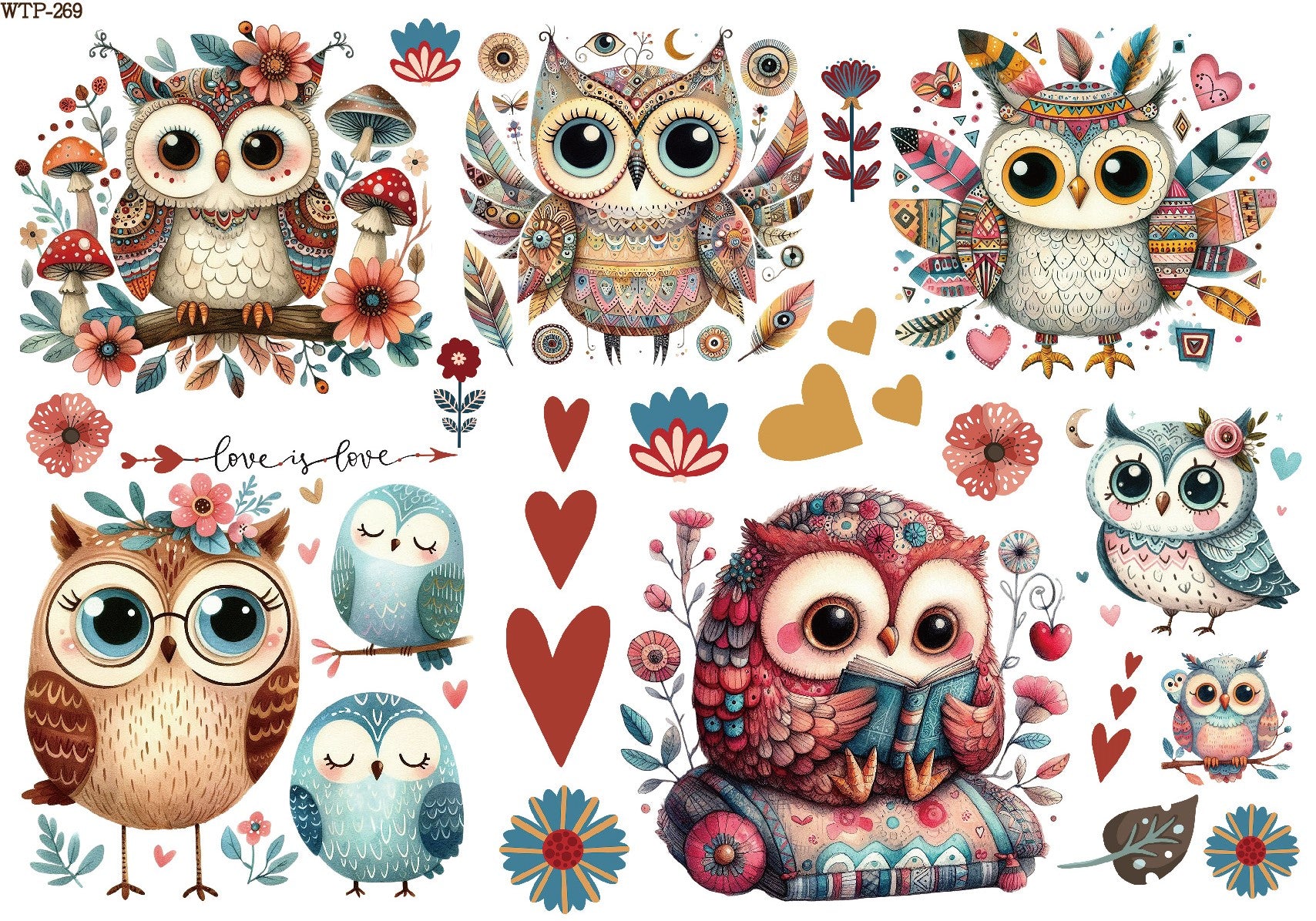 Wet Transfers A4- Boho Hooters