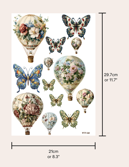 Wet Transfers A4- Butterflies and Balloons