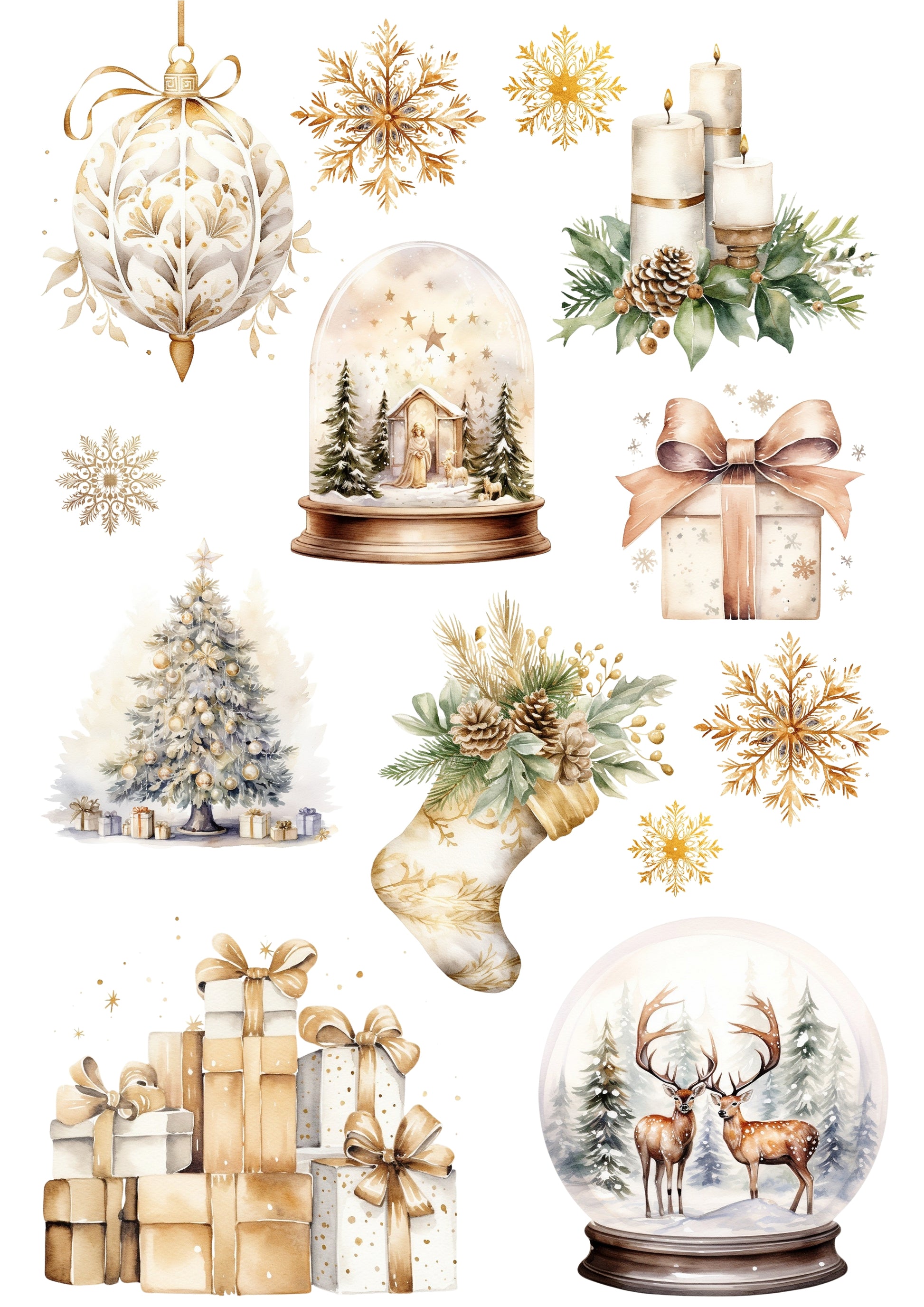 Wet Transfers A4- Christmas in Gold