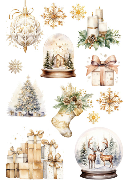 Wet Transfers A4- Christmas in Gold