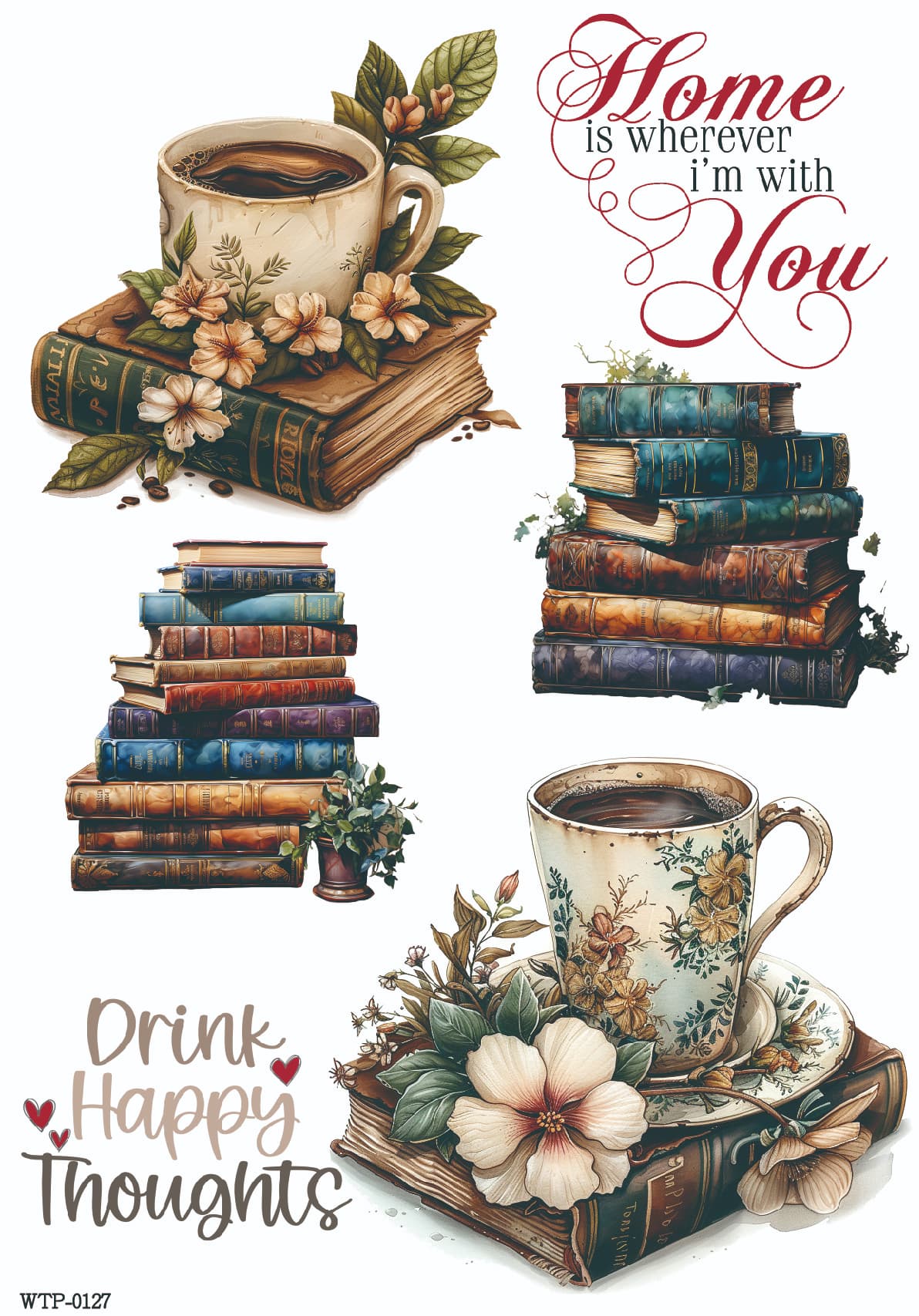 Wet Transfers A4- Drink Happy Thoughts