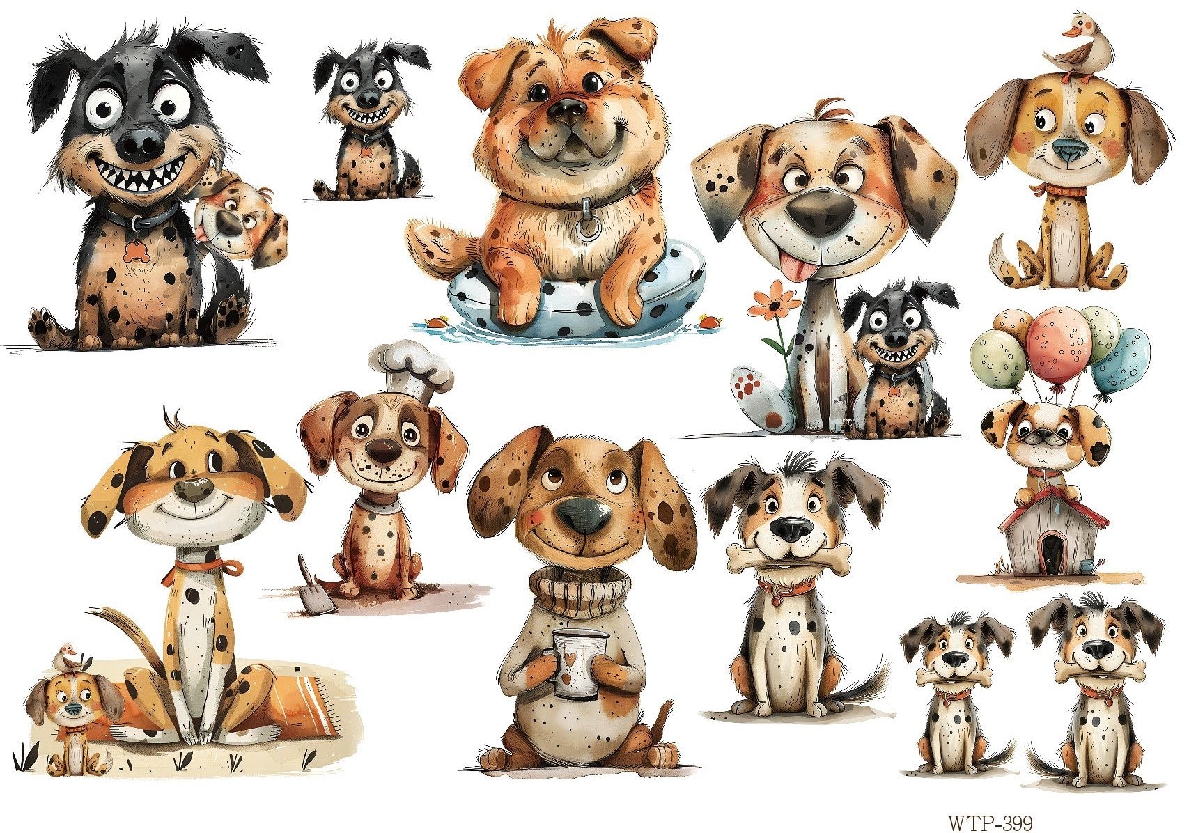 Wet Transfers A4- Funny Dogs