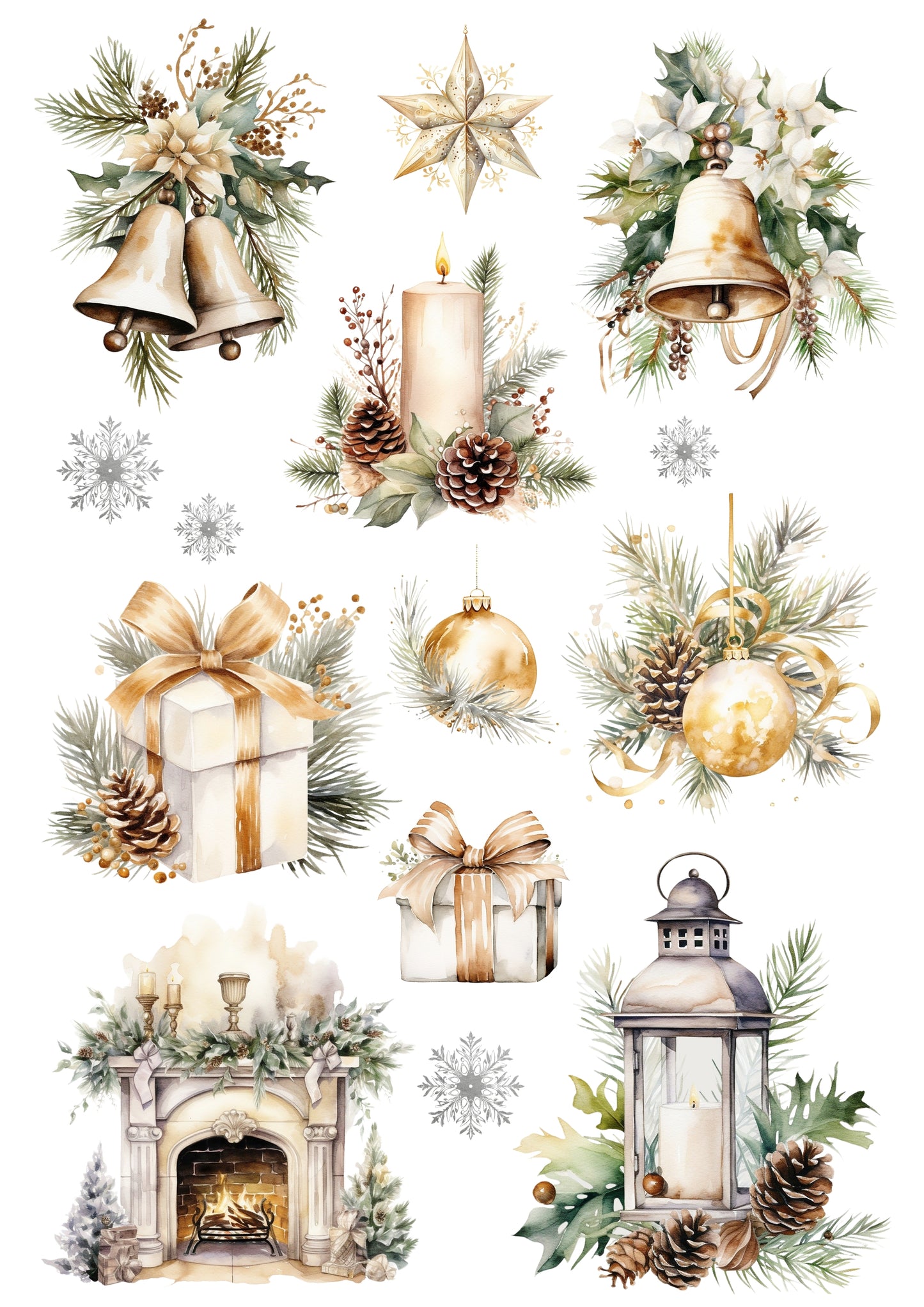 Wet Transfers A4- Golden Christmas