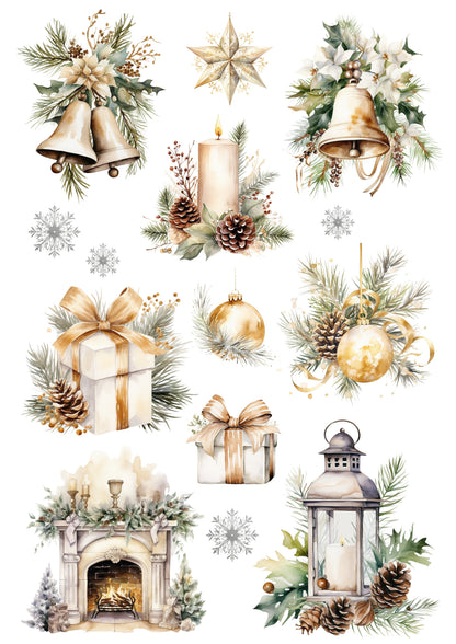 Wet Transfers A4- Golden Christmas