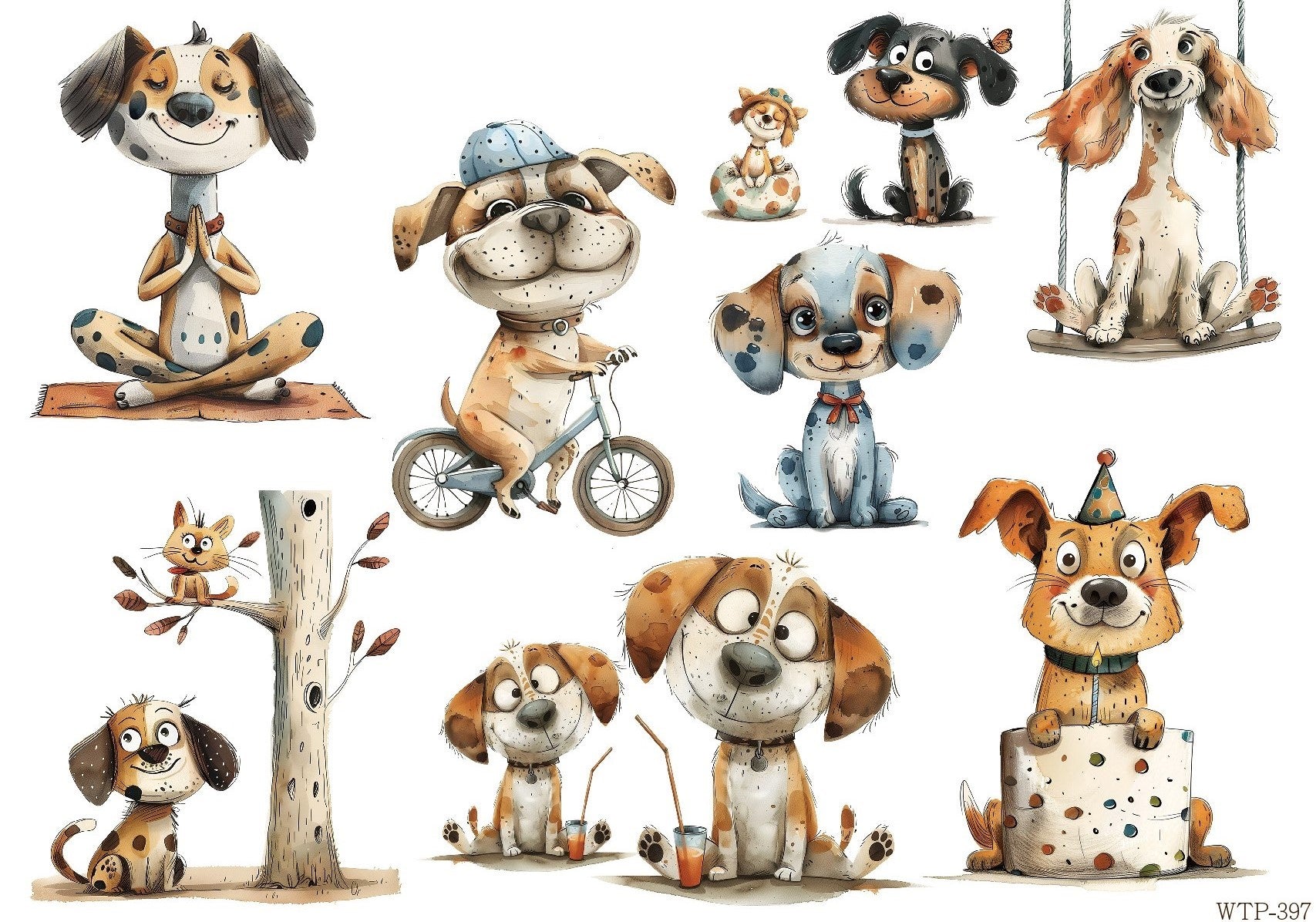 Wet Transfers A4- Goofy Dogs