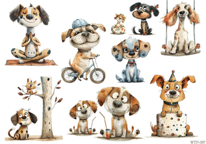 Wet Transfers A4- Goofy Dogs