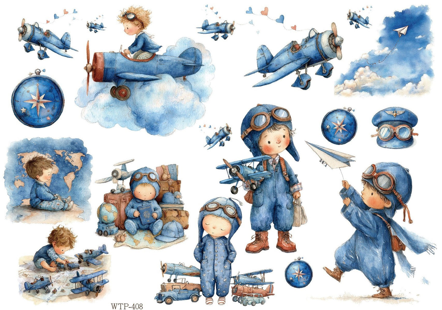 Wet Transfers A4- Little Aviators