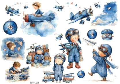 Wet Transfers A4- Little Aviators