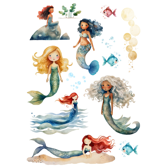 Wet Transfers A4- Mermaids II