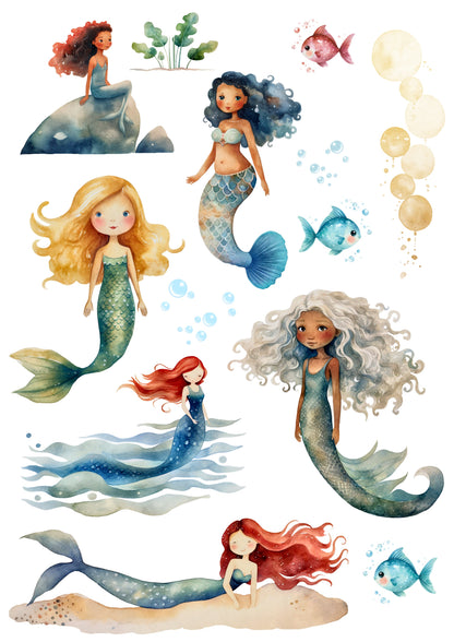 Wet Transfers A4- Mermaids II