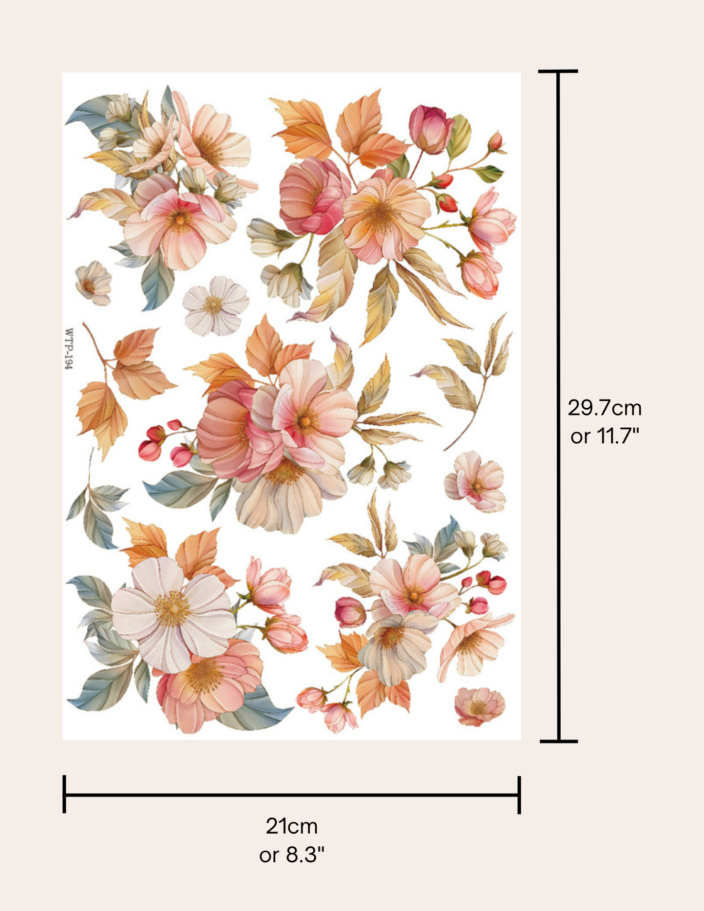 Wet Transfers A4- Peachy Florals