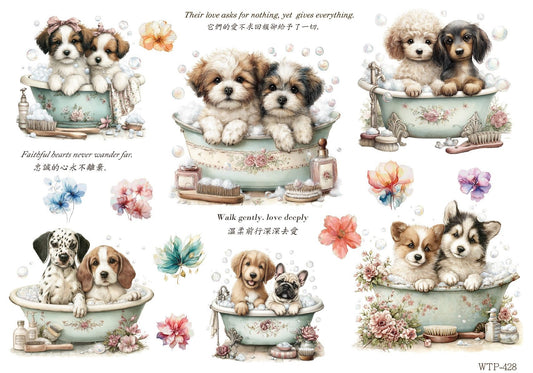 Wet Transfers A4- Puppy Bath Time