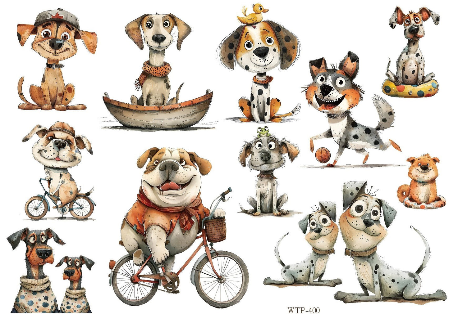 Wet Transfers A4- Quirky Dogs