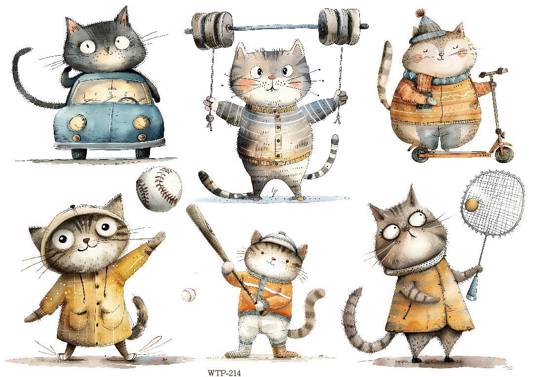 Wet Transfers A4- Quirky Kitties