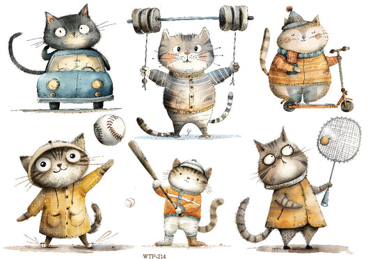 Wet Transfers A4- Quirky Kitties