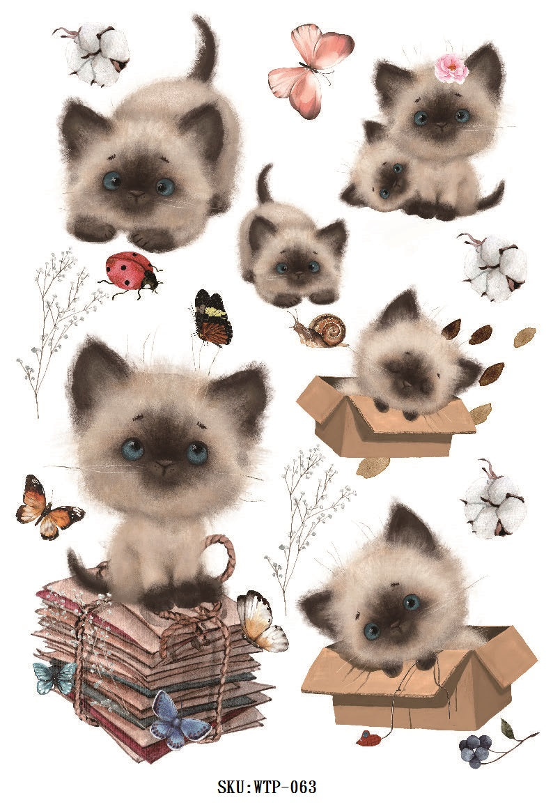 Wet Transfers A4- Siamese Kittens
