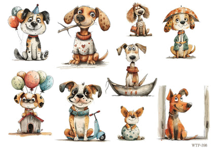 Wet Transfers A4- Silly Dogs