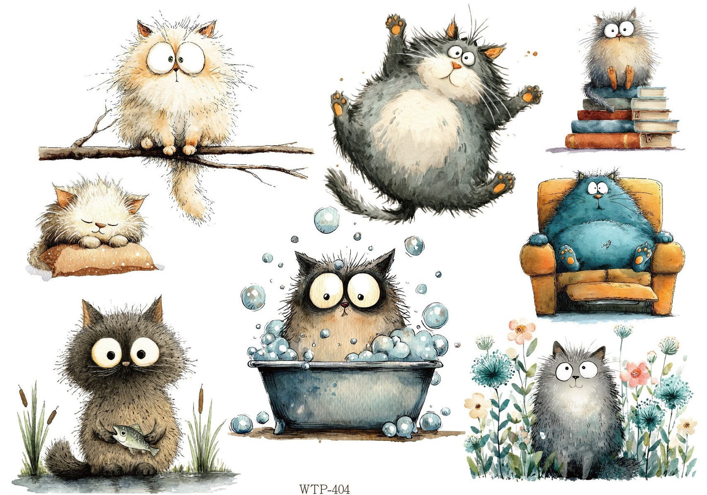 Wet Transfers A4- Silly Kitties