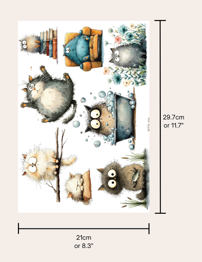 Wet Transfers A4- Silly Kitties