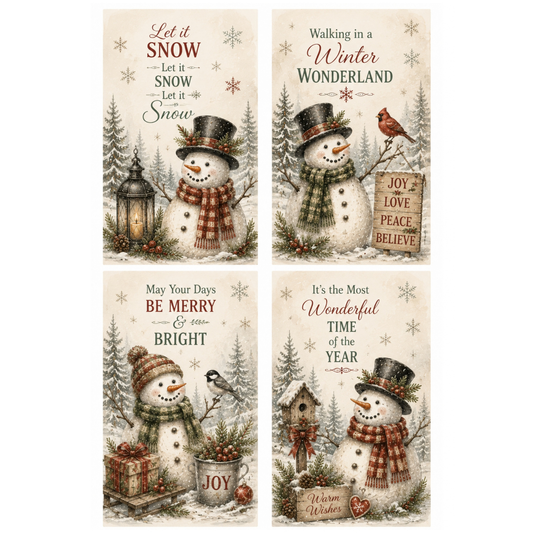 Wet Transfers A4- Snowmen Cards