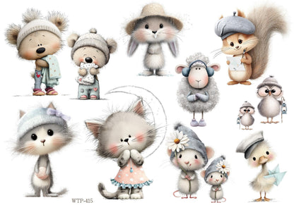 Wet Transfers A4- Soft Animals