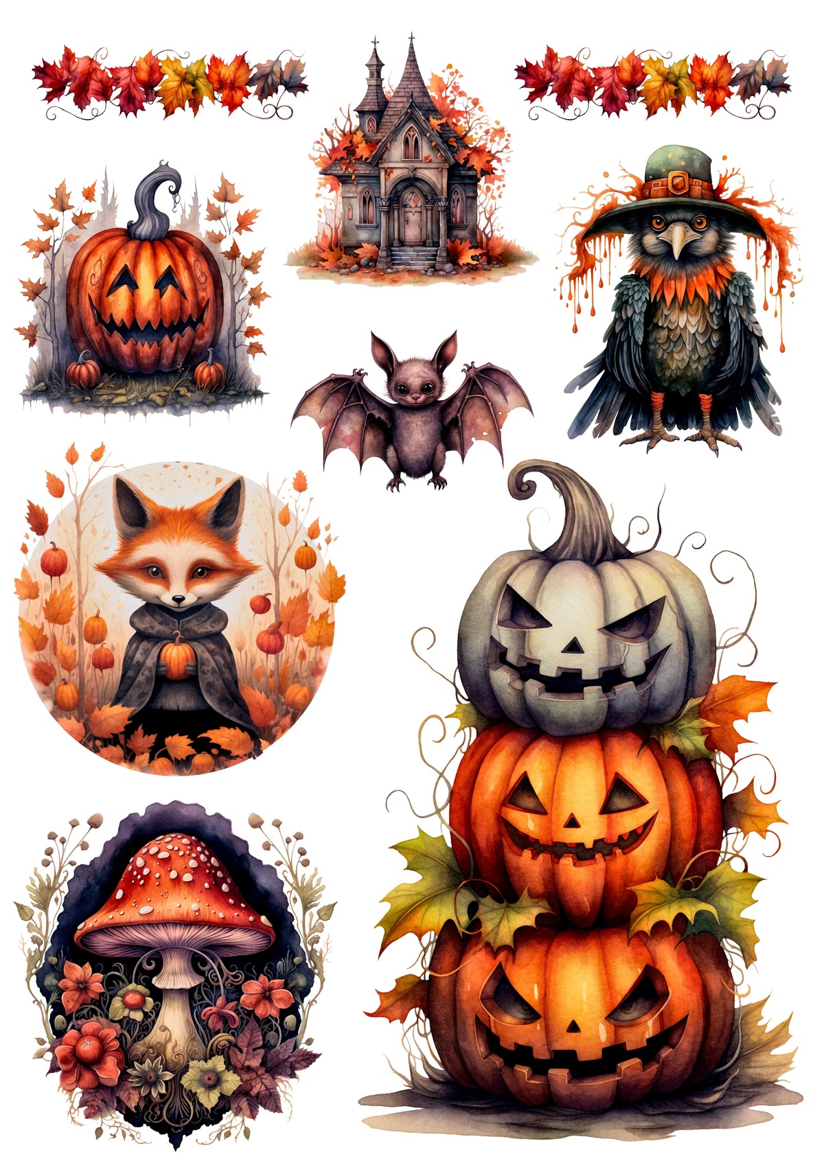 Wet Transfers A4- Spooky Hallowe'en